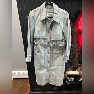 Coach The Trench Denim Trench Coat in Light Blue size M NWT